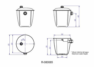 alt="Bac décantation Mestra sous évier shema technique"