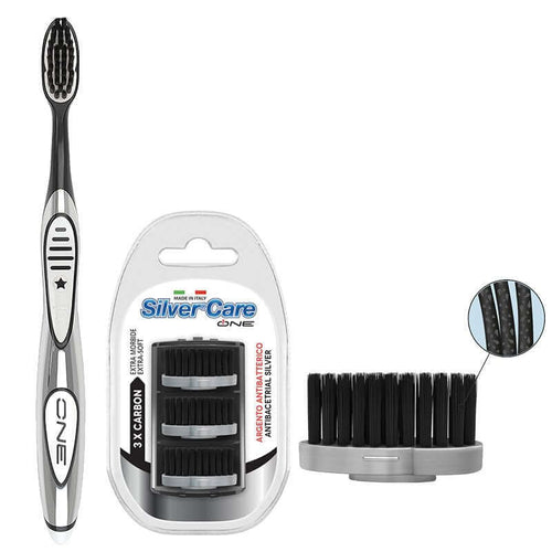 Brosse à dents Silver care ONE Charbon - Pack 1 an - Massilia Dental - Fournitures Matériel Cabinet Dentaire
