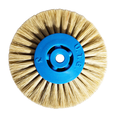 Brosse à Polir Soie Blanche Noyau Plastique 80 mm 3 Rangs. - Massilia Dental - Fournitures Matériel Cabinet Dentaire