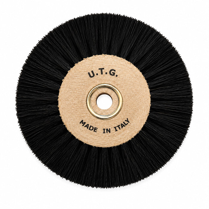 Brosse à polir soie noire 80 mm x 3 rangs convergente 10 pièces profil
