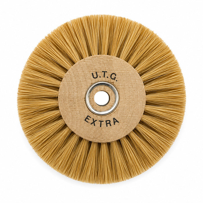 Brosse polissage résine soie blanche 80 mm 3 rangs convergeants profil