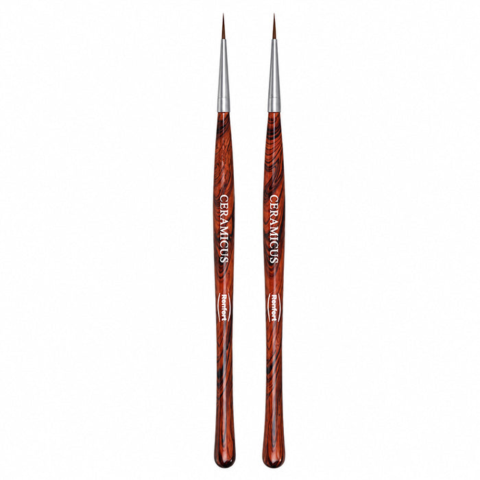 Pinceaux maquillage Ceramicus 00 et 000 Renfert poils synthétiques vue des 2 pièces