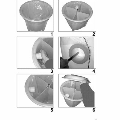 alt="Bac de decantation Mestra avec sac shema installation"