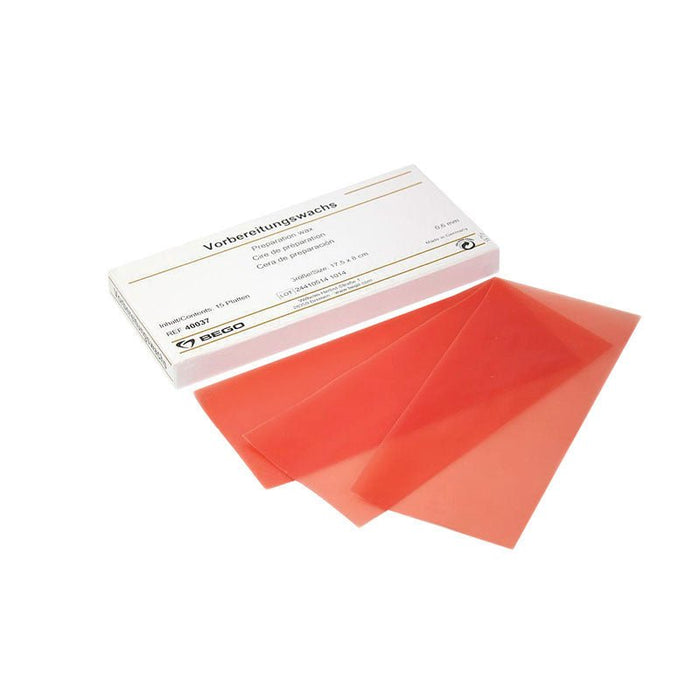Plaque Cire Rouge pour Selle Duplicata Stellite Bego Boite 15 Plaques. - Massilia Dental - Fournitures Matériel Cabinet Dentaire