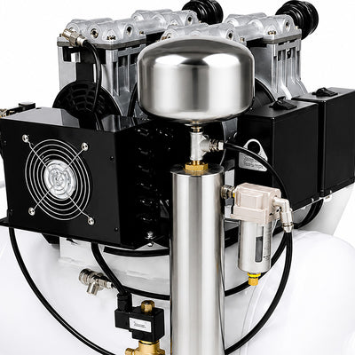 Compresseur dentaire bi-moteur assecheur Mestra vue moteur