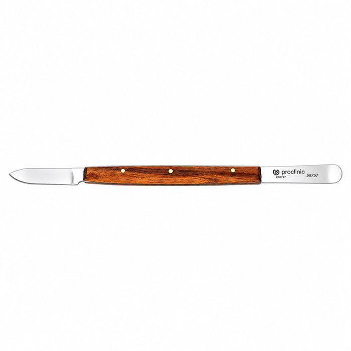 Couteau à cire Proclinic manche bois 17 cm pour modelage cire en plaque rose