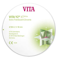 Disque Zircone VITA XT WHITE 98 mm - Armature Zircone. - Massilia Dental - Fournitures Matériel Cabinet Dentaire