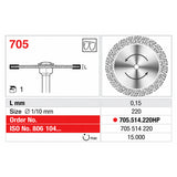 Edenta 705.514.220HP disque diamanté grain fin pour séparation et ajustage des matériaux en laboratoire dentaire