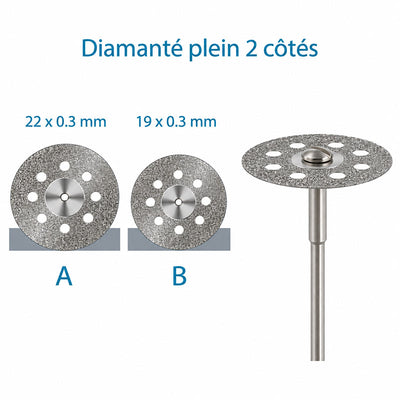 Disque diamanté 2 faces flex plein perforé 0.30 mm céramique 2 tailles