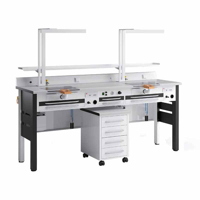 Etabli 2 Places BL2 Rossi Caws Tiroirs Meuble Mobile Lumière - Massilia Dental - Fournitures Matériel Cabinet Dentaire