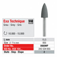 Polissoir gris Edenta flamme pointue résine et zircone pré-frittée