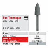 Polissoir gris Edenta flamme pointue résine et zircone pré-frittée