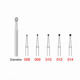 Fraise boule tungstène sillons couronne acier blister 5 pieces
