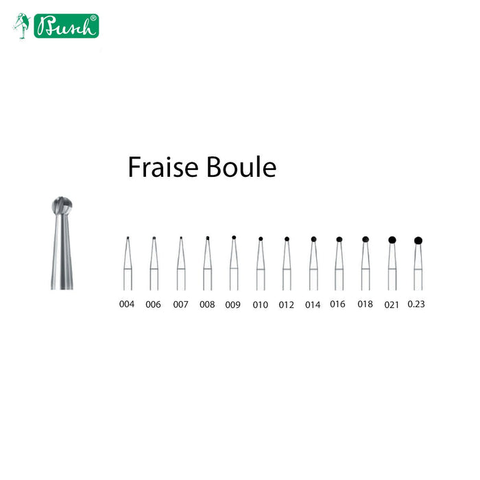 Fraise Boule Tungstène Sillons de Couronnes - 6 Pièces.
