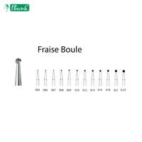 Fraise Boule Tungstène Sillons de Couronnes - 6 Pièces. - Massilia Dental - Fournitures Matériel Cabinet Dentaire