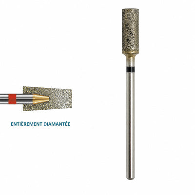 Fraise diamantée cylindrique haut plat 5 mm grain super gros shema