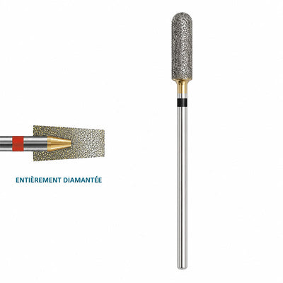 Fraise diamantée cylindrique taille 0.50 cm gros grain bout arrondi