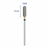 Fraise diamantée cylindrique taille 12 x 5 mm gros grain bout arrondi