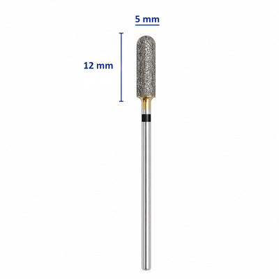Fraise diamantée cylindrique taille 12 x 5 mm gros grain bout arrondi