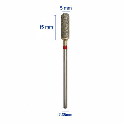 Fraise diamantée cylindre arrondi bout rond grain fin 15 mm