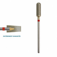 Fraise diamantée cylindre arrondi bout rond grain fin shema