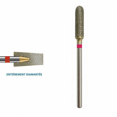 Fraise diamantée dans la masse grain fin cylindre arrondi 3.7 mm schema