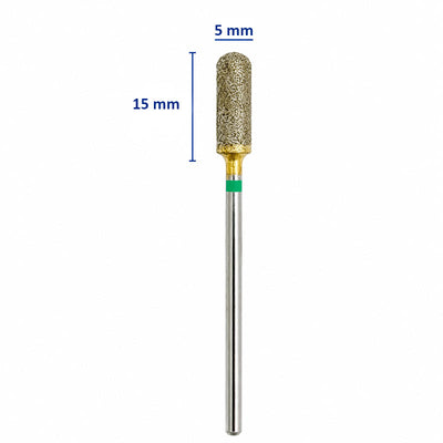 Fraise diamantée masse grain gros  cylindre arrondi 15x5 mm