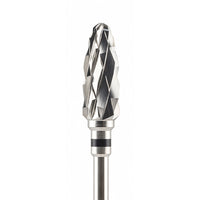 Fraise tungstène type flamme denture croisée pour travaux sur plâtres vue tête