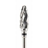 Fraise tungstène type flamme denture croisée pour travaux sur plâtres vue tête