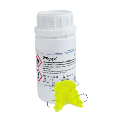 Orthocryl Monomère Jaune Néon 250 ml - Résine Ortho. - Massilia Dental - Fournitures Matériel Cabinet Dentaire