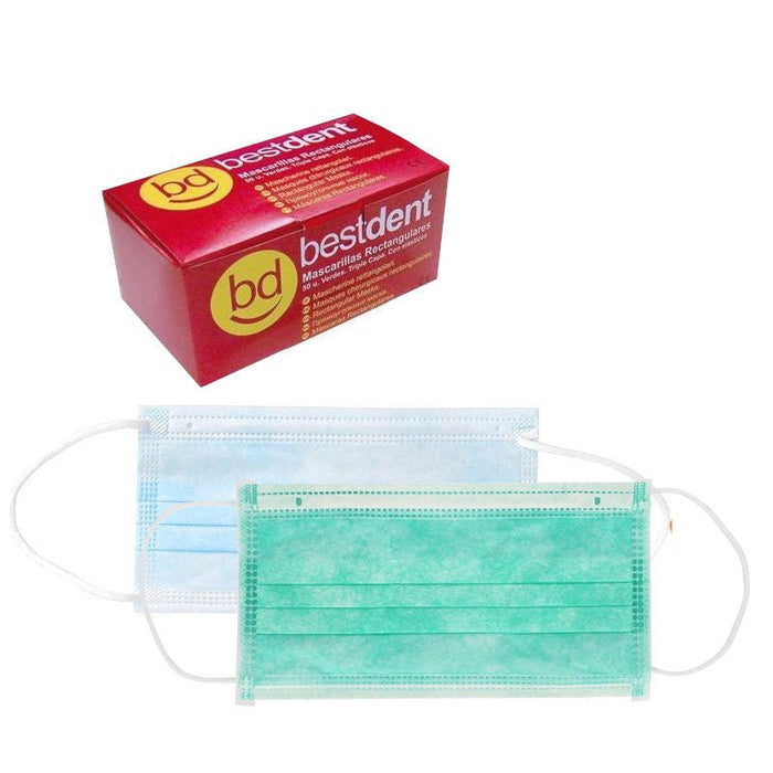 Masque Chirurgical 3 couches - Protection Faciale 50 Pièces - Massilia Dental - Fournitures Matériel Cabinet Dentaire