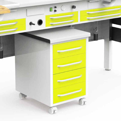 Meuble à roulettes 4 Tiroirs RossiCaws Sous établi 2 places. - Massilia Dental - Fournitures Matériel Cabinet Dentaire