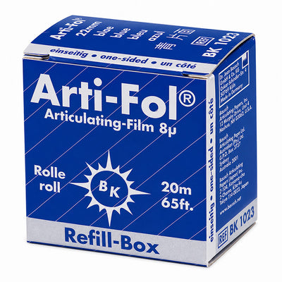 BK1023 Arti-Fol Bauchs papier à articuler 8µ bleu 1 face rouleau 20 m 22 mm vue de la boite