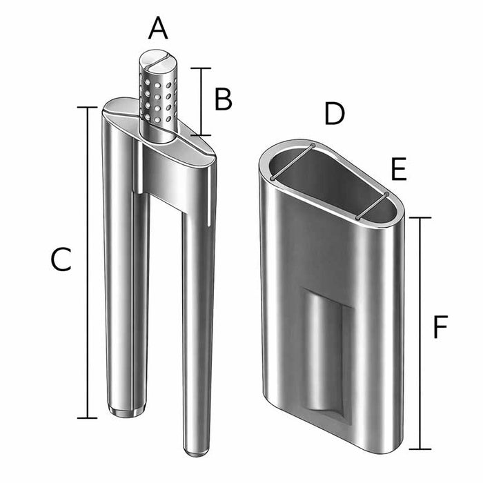 Bi-Pin Métal Mestra Court Longueur 13 mm Tête Standard