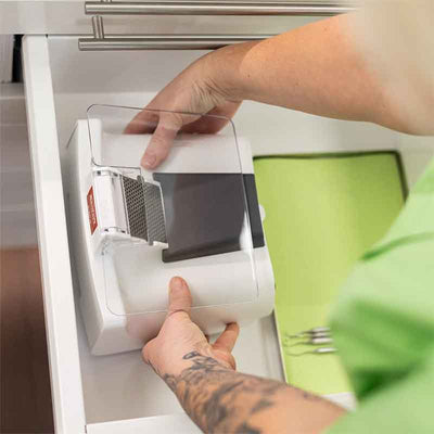 alt="Silent XS scratching box, easy to store"