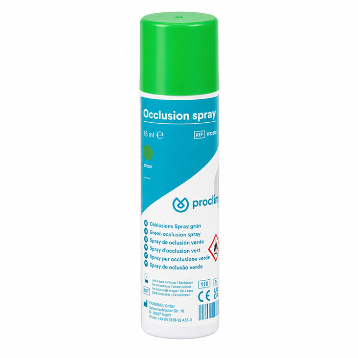 Spray occlusion vert marquage contact et insertion flacon 75 ml vue flacon fermé