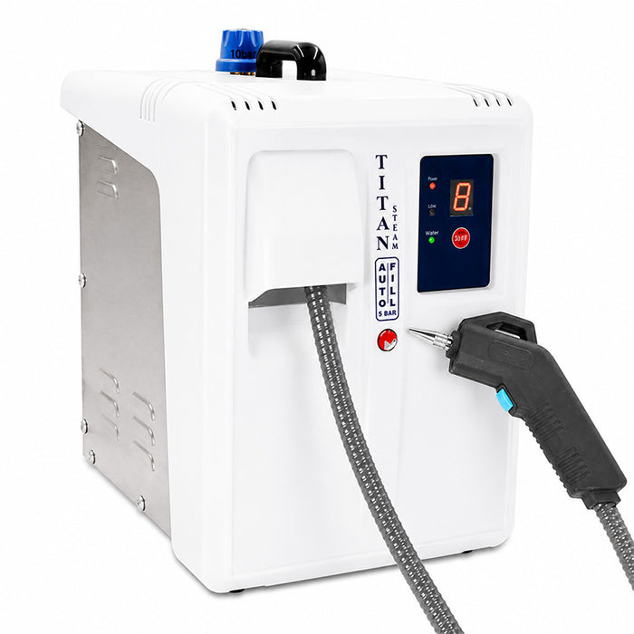 Machine vapeur Titan Mestra 8 bars - 2 réservoirs eau pour continuité de l'utilisation