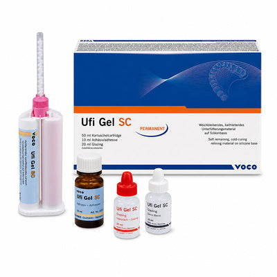 Ufi Gel SC Kit silicone rebasage soft Voco prothèse acrylique