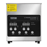 Nettoyeur à ultrasons 2 litres chauffant inox 120 W vue face avant