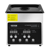 Nettoyeur à ultrasons 2 litres chauffant inox 120 W vue face avant et couvercle