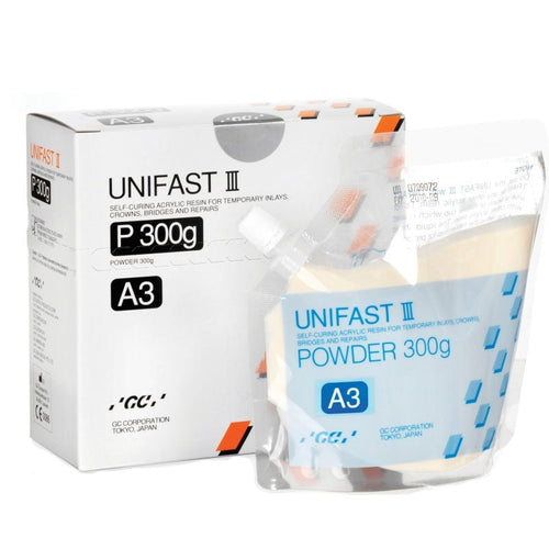Unifast III GC Poudre 300 gr Résine Provisoire Longue Durée. - Massilia Dental - Fournitures Matériel Cabinet Dentaire