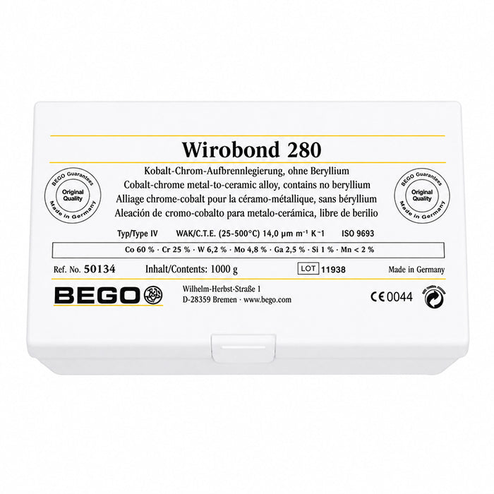 Wirobond 280 alliage non précieux pour céramique amature chrome cobalt