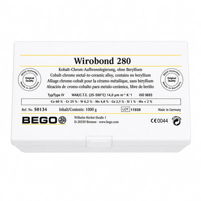 Wirobond 280 alliage non précieux pour céramique amature chrome cobalt