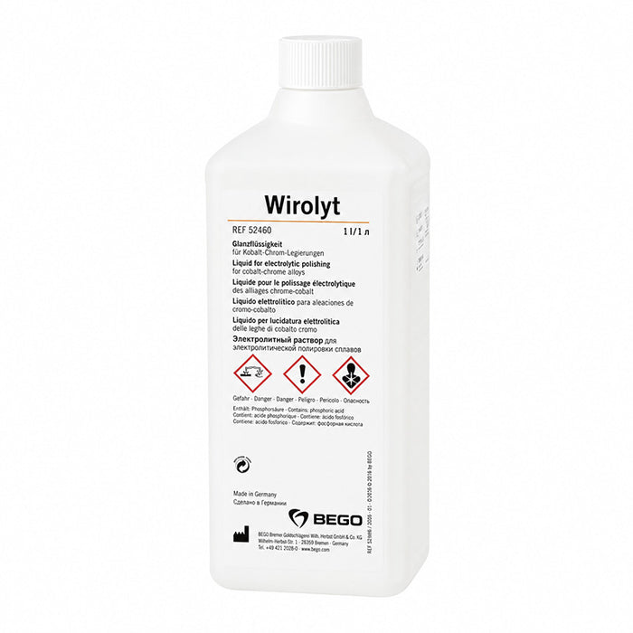 Wirolyt liquide électronique Bego pour polissage stellite chrome cobalt
