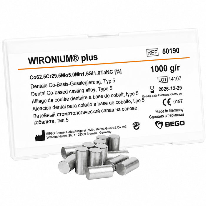 Wironium Plus Bego métal stellite chrome cobalt grande élasticité boite 1 kg