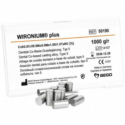 Wironium Plus Bego métal stellite chrome cobalt grande élasticité boite 1 kg